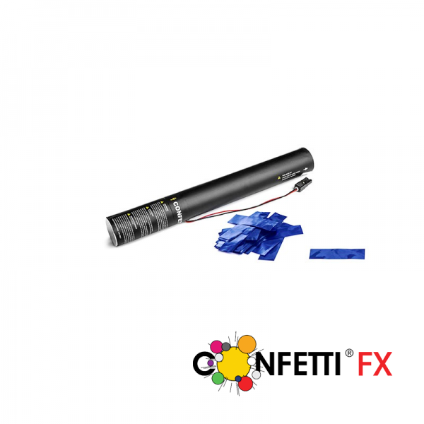 Konfettikanone elektrisch blau metallic 40cm