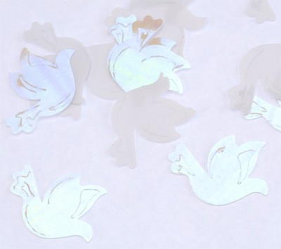 Konfetti 'Tauben' pvc durchsichtig perlmutt