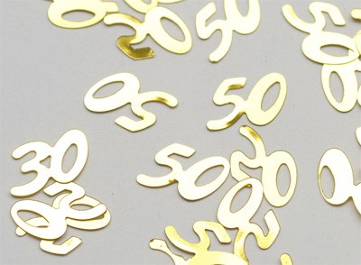 Konfetti Zahlen 40 + 30 metallic gold